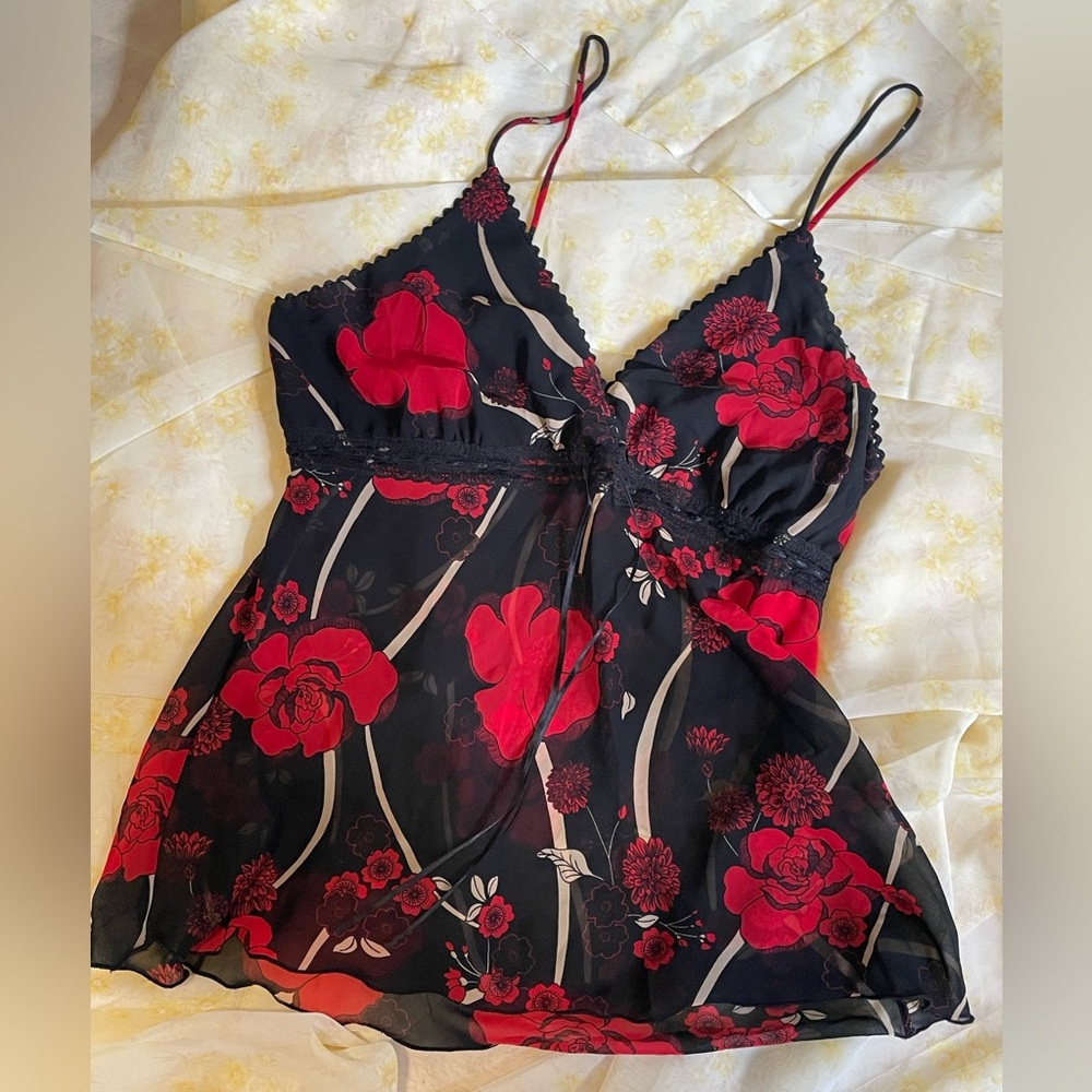 Rave Black and Red Floral Chemise